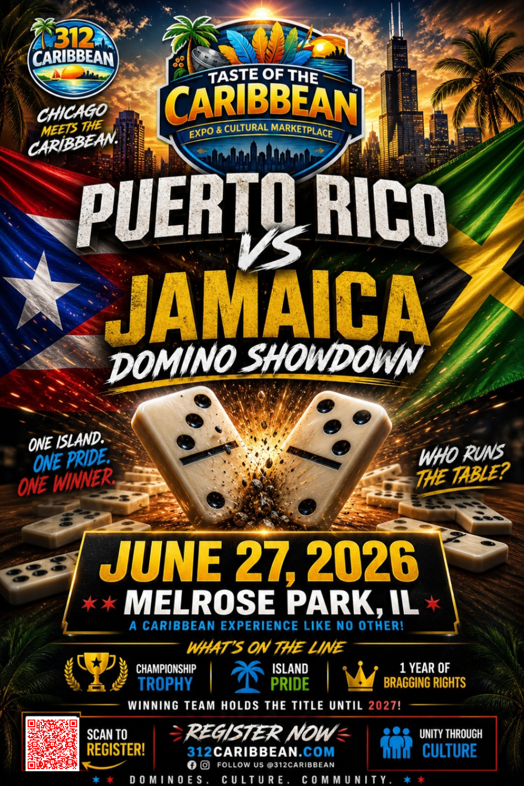 Puerto Rico vs Jamaica Domino Showdown flyer